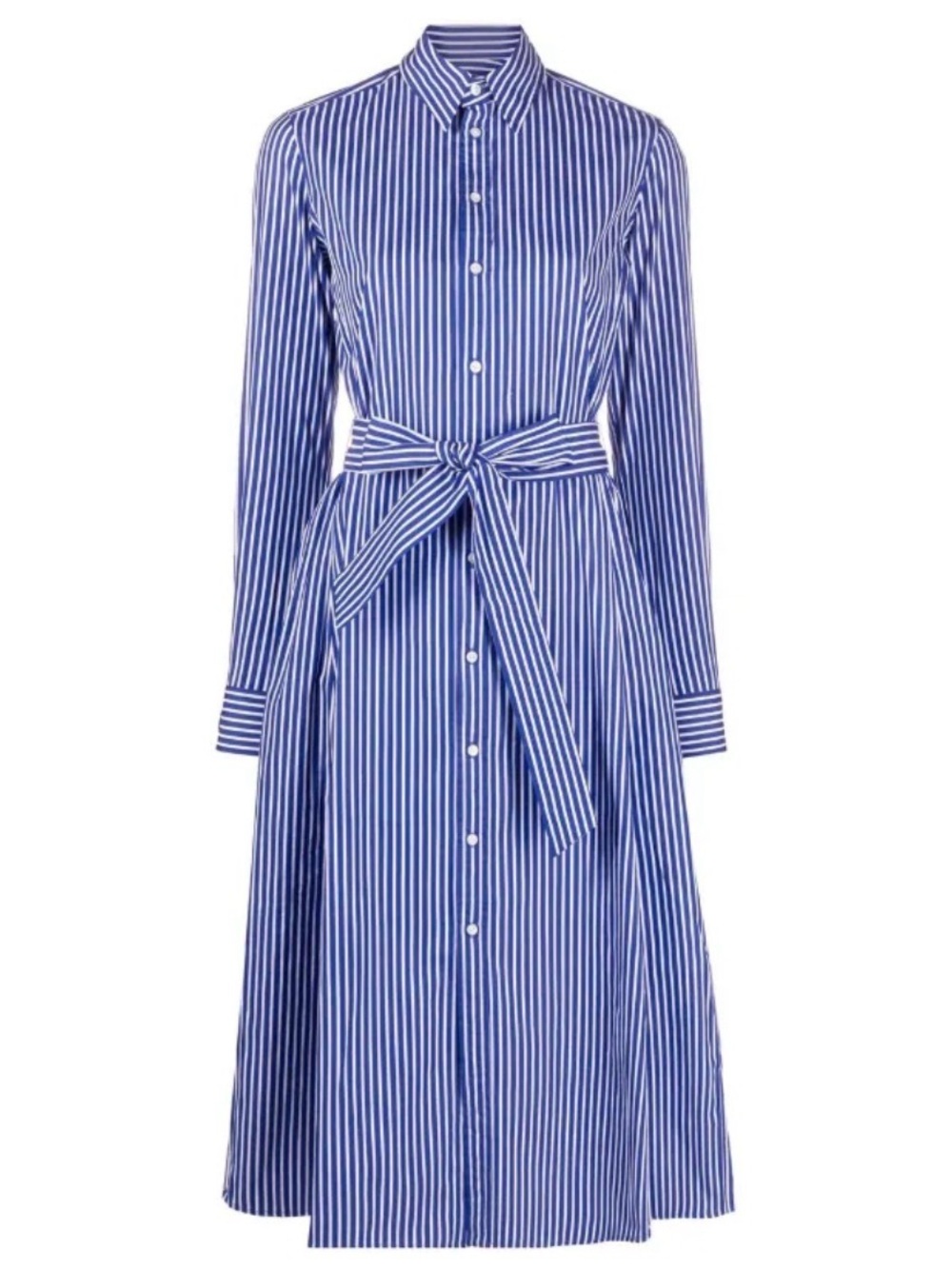 Polo Ralph Lauren Belted Striped Cotton Shirtdresz
